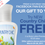 Bath and Body Works:  free Country Chic lotion!