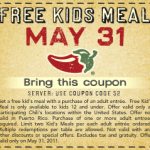 Chili’s:  Kids eat free tonight!