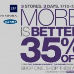 Gap, Old Navy, Banana Republic:  Save 35% off online + 10% cash back!