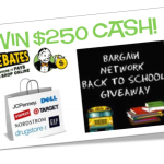 Back to School Giveaway:  $250 cash from Ebates