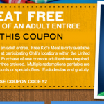 Chili’s:  Kids eat free tonight (10/10)!