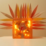 Thanksgiving Craft: Glass Block Turkey