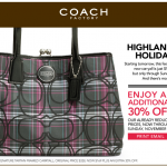 Printable coupon alert:  Save 30% off at Coach Outlet!