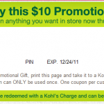 FREEBIE ALERT:  Free $10 gift from Kohl’s!