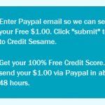 FREEBIE ALERT:  FREE Credit Score from Credit Sesame + $1 in Paypal cash!