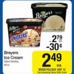 Breyer’s Ice Cream $1.99 each after coupon at Kroger!