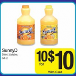 Sunny D for $.72 each after coupon at Kroger!