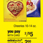 Cheerios Stock Up Price:  $1 each at CVS next week!