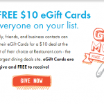 Feed it Forward: send FREE $10 Restaurant.com gift cards to your Friends!