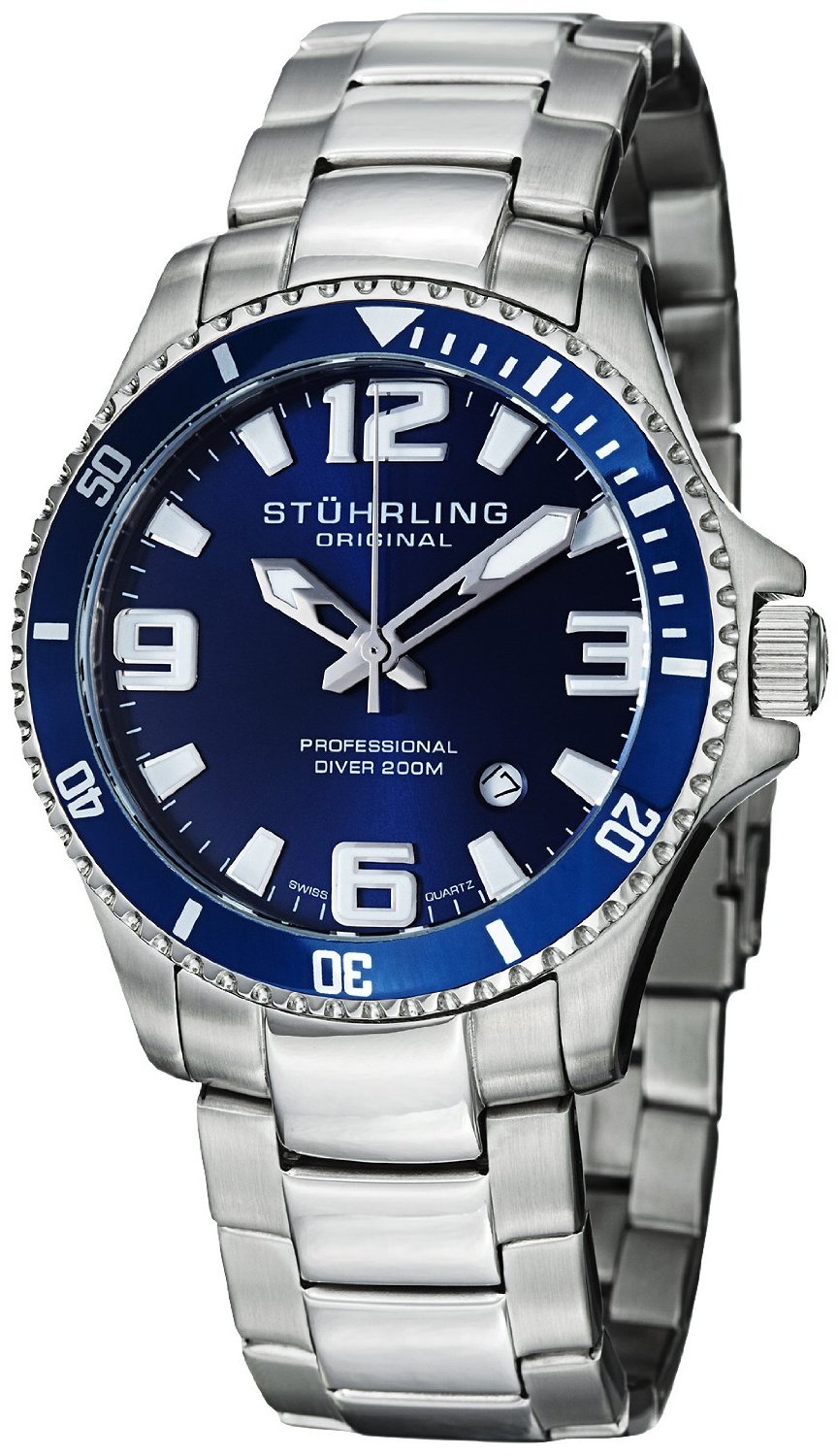 stuhrling original men's stainless steel chronograph watch