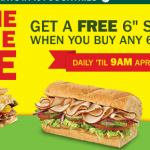 Subway BOGO FREE Sandwiches in April!