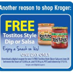 Free Tostito’s Dip or Salsa from Kroger Stores Today only!