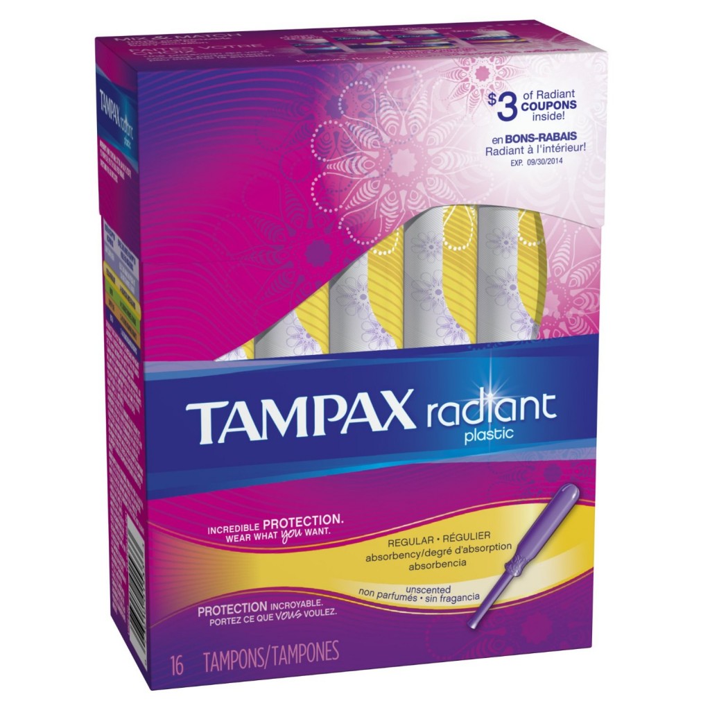 tampax radiant regular absorbency tampons only  1 39 shipped
