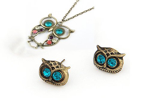 vintage-owl-charm-necklace-earrings