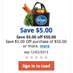 Kroger $5 off a purchase of $50 or more