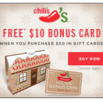 FREE $10 Chili’s Gift Card Offer!