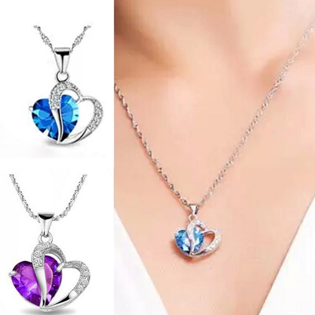 Crystal Love Heart Shaped Pendant Necklace only 2.66 shipped!