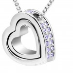 Double Heart Rhinestone Necklace only $2.95 shipped!