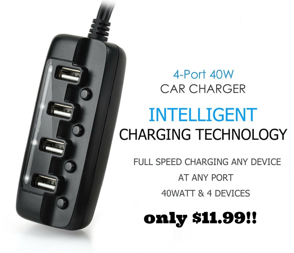 4 Port Rapid Car Charger only 11.99!