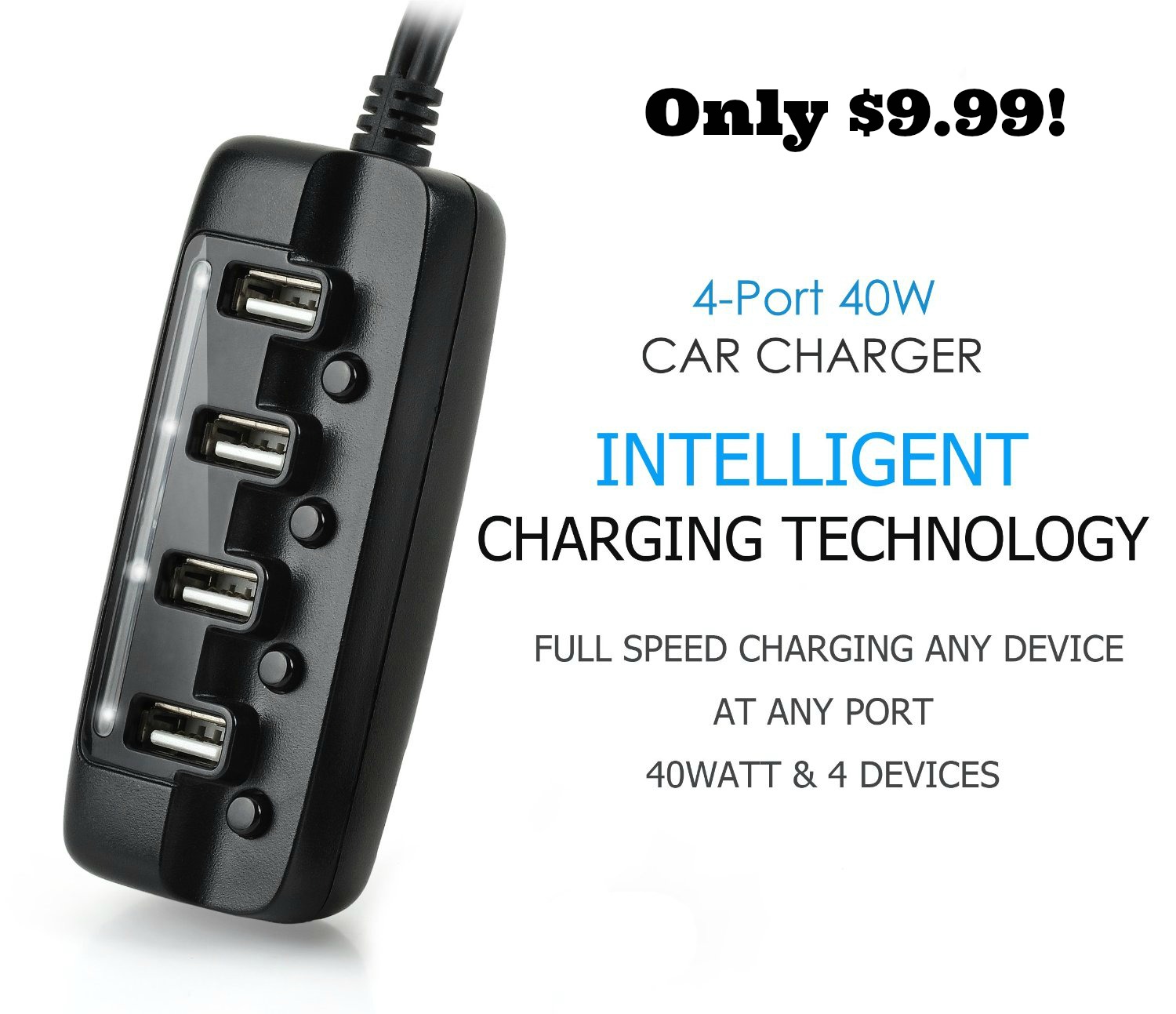 4 Port Rapid Car Charger only 11.99!