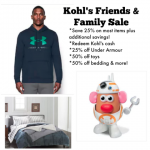 Kohl’s Cash Redemption plus 25% off Friends & Family Sale!