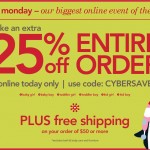 Carter’s Cyber Monday Sale:  25% off your total purchase + free shipping!