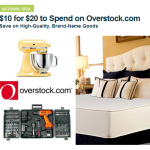 HOT DEAL ALERT:  $20 Overstock.com credit for $10!