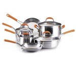 HOT DEAL:  Rachael Ray Stainless Steel 10-Piece Cookware Set, Orange (68% off)