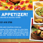 Chili’s:  Free Appetizer (valid through 5/23!)