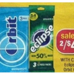 Eclipse or Orbit 3 packs only $1 each at CVS (starting 5/27)