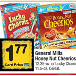 Randalls or Safeway Stores:  Cheerios or Lucky Charms only $1.27 each after coupon!