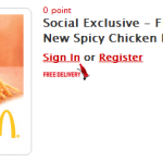 FREEBIE ALERT:  FREE McDonald's Spicy Chicken McBites and 20 free My Coke Rewards points!