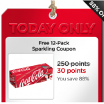 My Coke Rewards:  FREE 12 pack Coke Products coupon only 30 points!