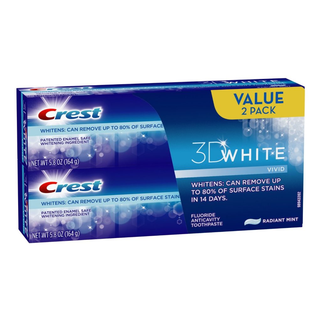Crest 3D White Vivid Anticavity Teeth Whitening Radiant Mint Toothpaste