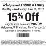 Walgreens Friends & Family Sale today only!