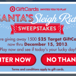 Santa's Sleigh Ride Instant Win Game:  100 Target gift cards daily!