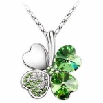 Crystal Four Leaf Clover Pendant Necklace only $1.99 shipped!