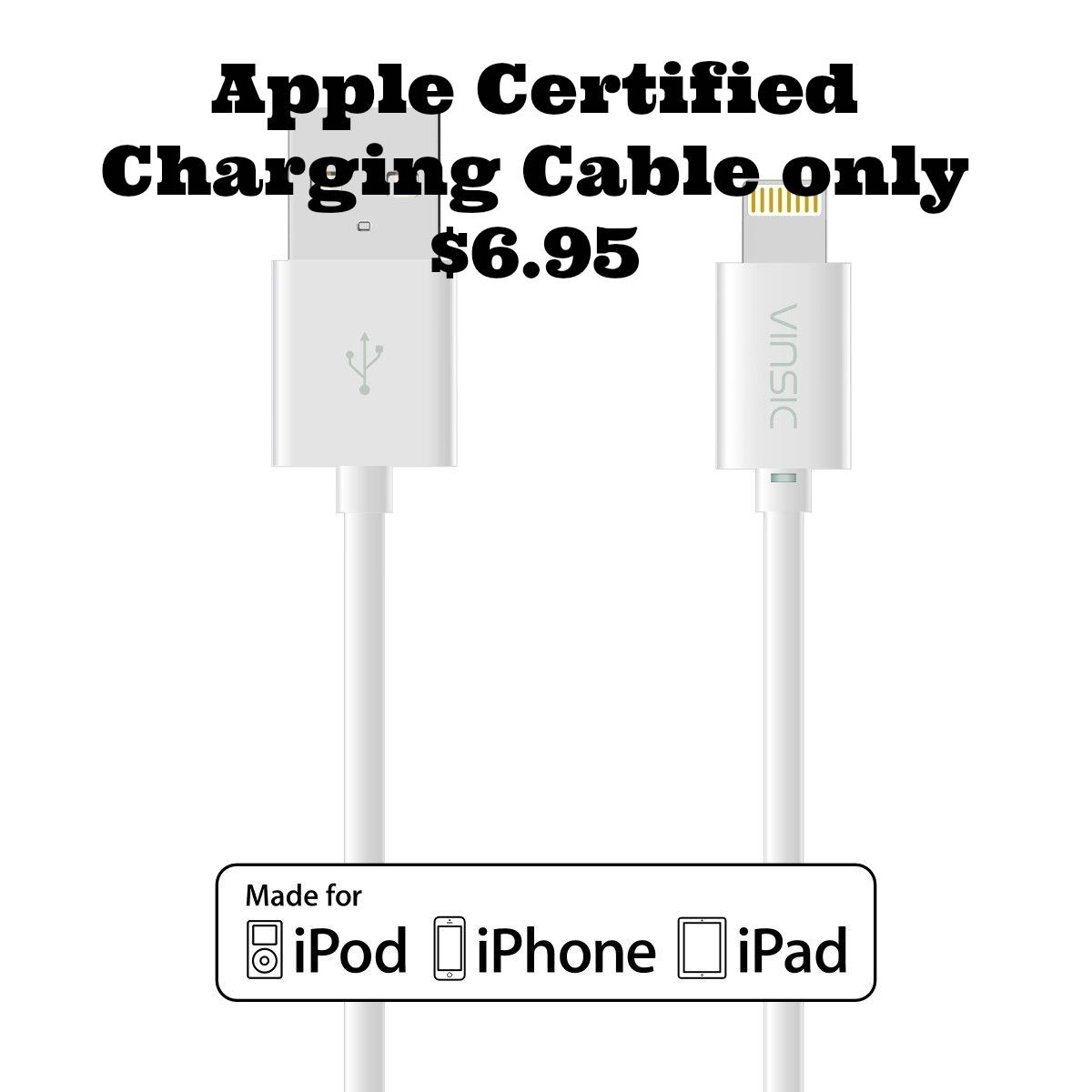 Apple Certified Lightning Charging Cable only 6.95!